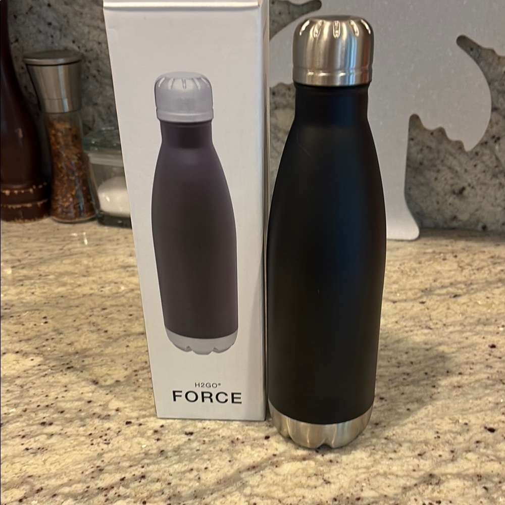 Force Black Stainless Steel Water Bottle